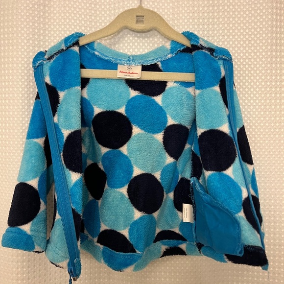 Hanna Andersson Plush Blue and Black Polka Dot fleece jacket - Picture 3 of 15